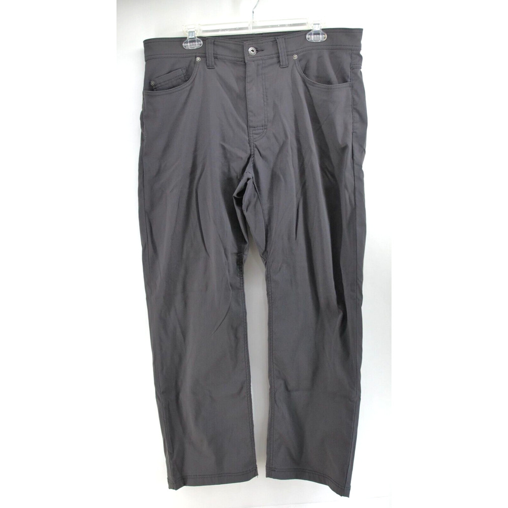Prana Brion Pants Men's Size 36x30 Gray Slim Fit‎ Stretch Outdoor Hiking Camping